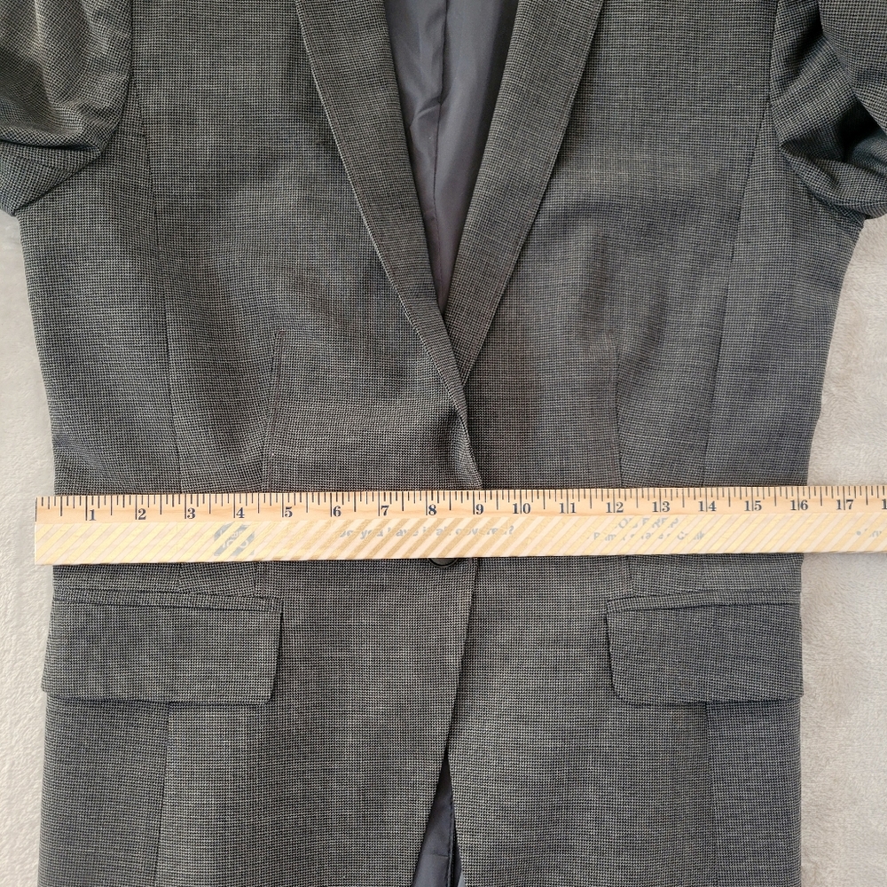 Ann Taylor Gray Micro Tooth One Button Blazer 8T (Tall) - Picture 9 of 13